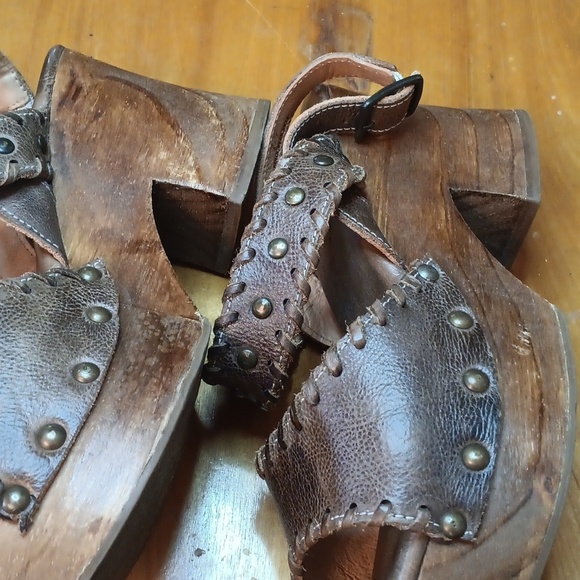 BedIstu Brown Leather Womens  Platform Sandals Size 7.5 - Picture 7 of 13